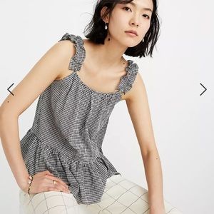 Madewell Ruffle-Strap Cami Top in Gingham